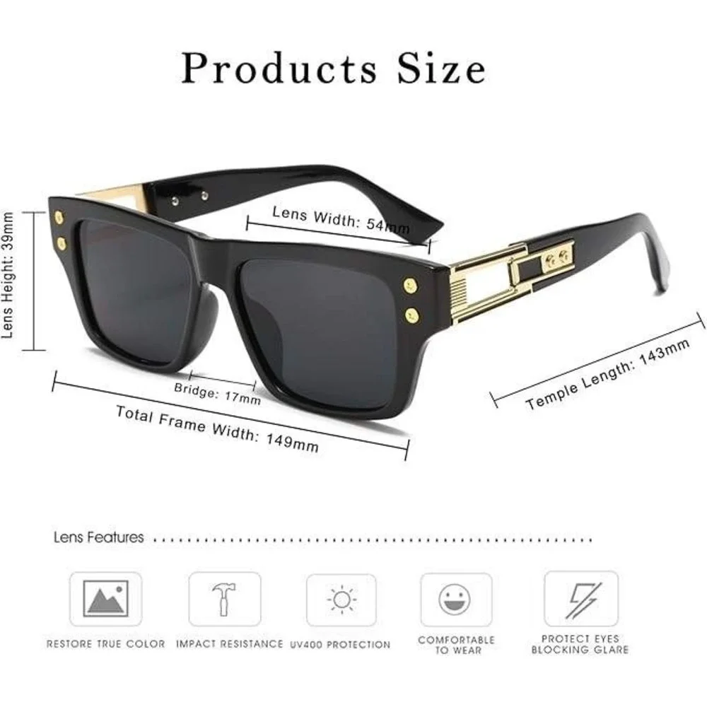 Sunglasses Black Frame Gold Accents Brown Lens Driving Beach Style Aviator Gafas